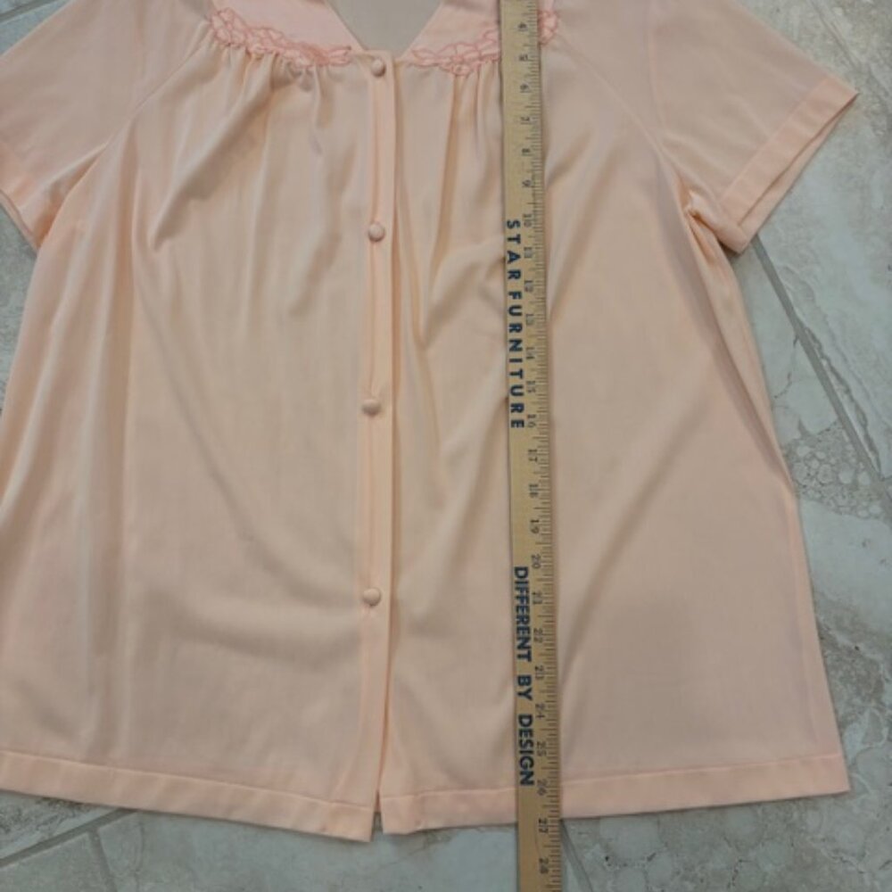 Vintage Vanity Fair Silky Nylon 2 Piece Pajama Set Peach Size L USA Retro 80's - Picture 8 of 11